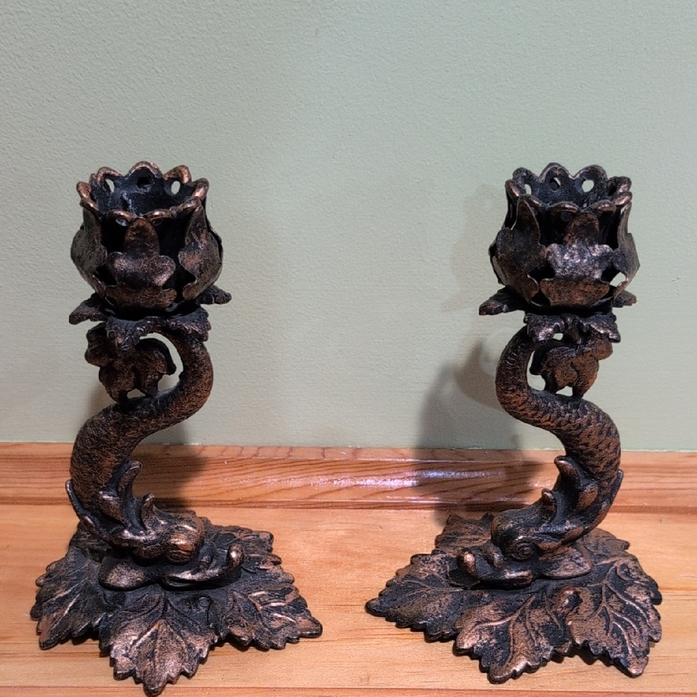 Vintage Koi Fish Candlestick Holder